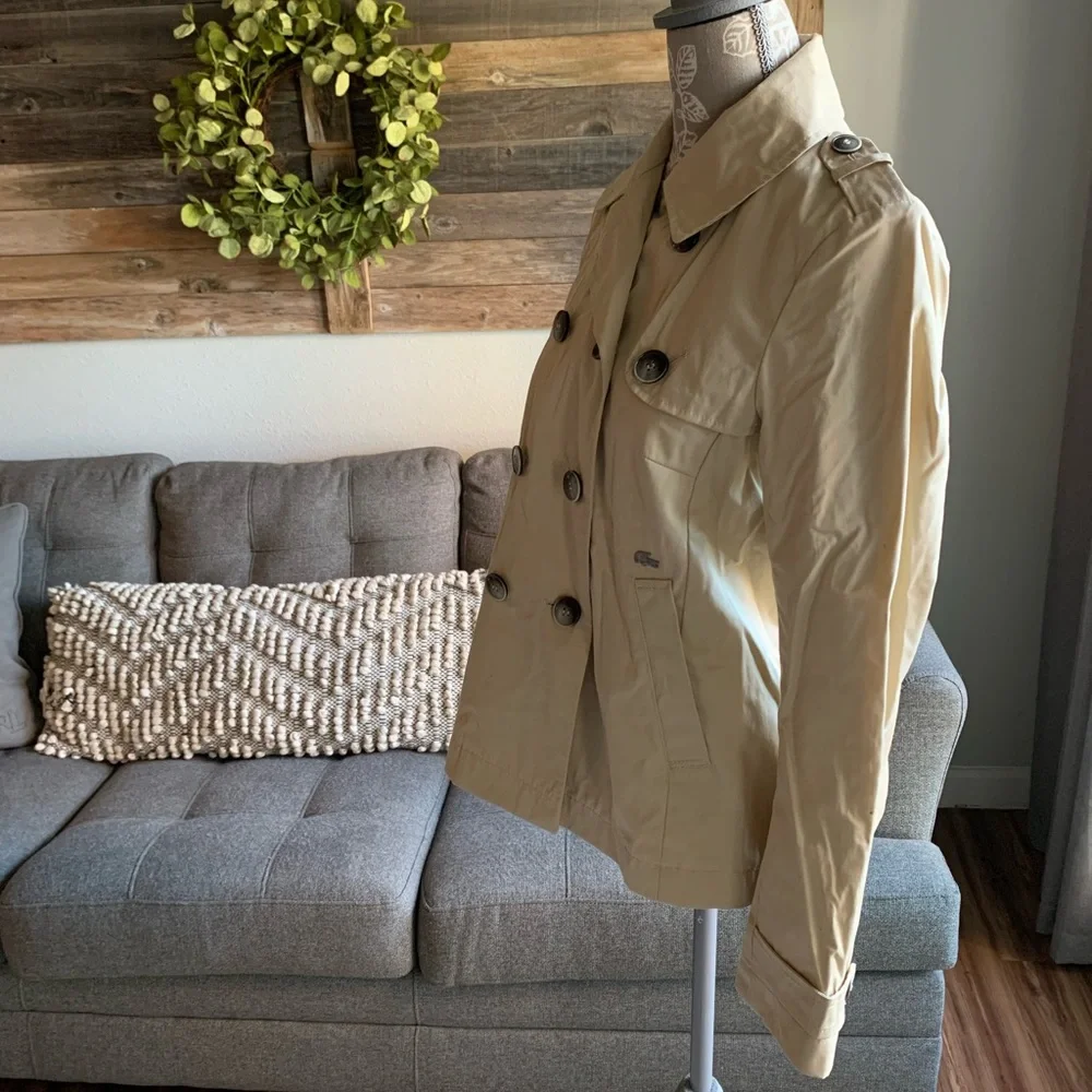 Lacoste Women’s Short Trench Coat size 36 - Picture 2 of 8